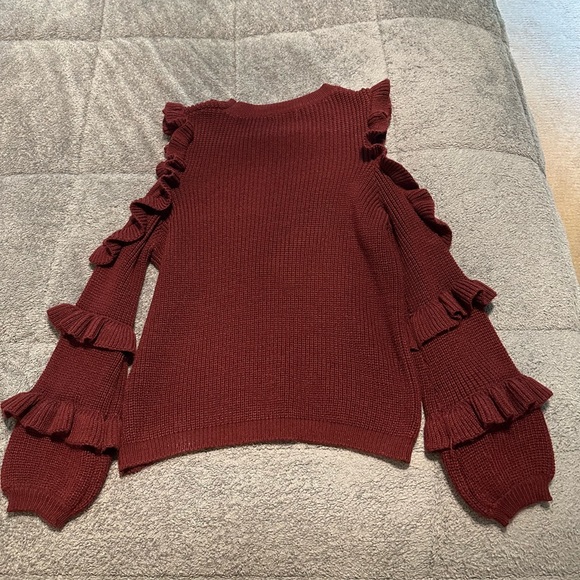 Ruffled Cold Shoulder Sweater - Picture 3 of 3